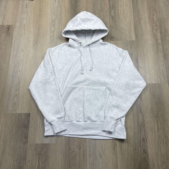 Champion Hoodie Mens Medium Gray Reverse Weave Sweatshirt C Patch Pullover - Picture 1 of 10